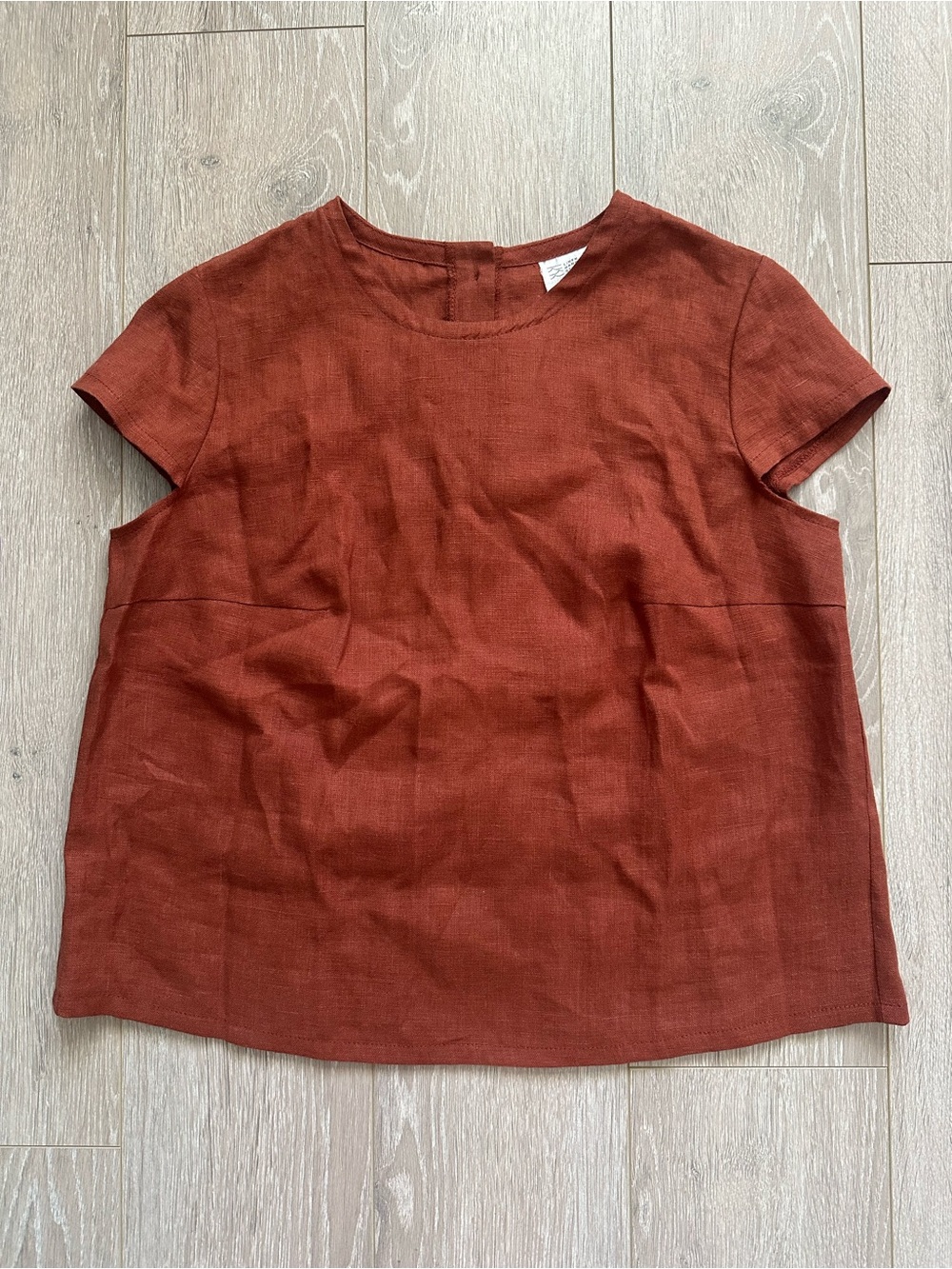 Linen Handmade Studio Top 100% Linen Short Sleeve Blouse Amelia Sz M NWT New